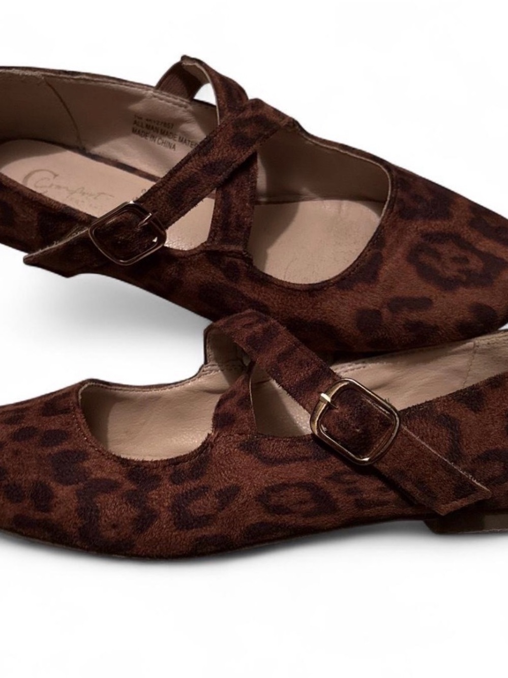 Cato Brown Leopard Print Mary Jane Flats with Buckle